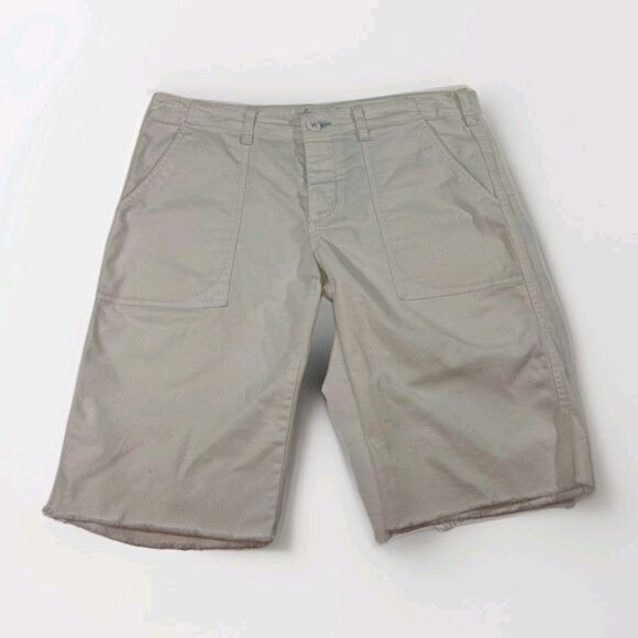 American Eagle Outfitters Pants - Y2K American Eagle Bermuda Shorts Womens 8 White Canvas Cut Off Button Fly